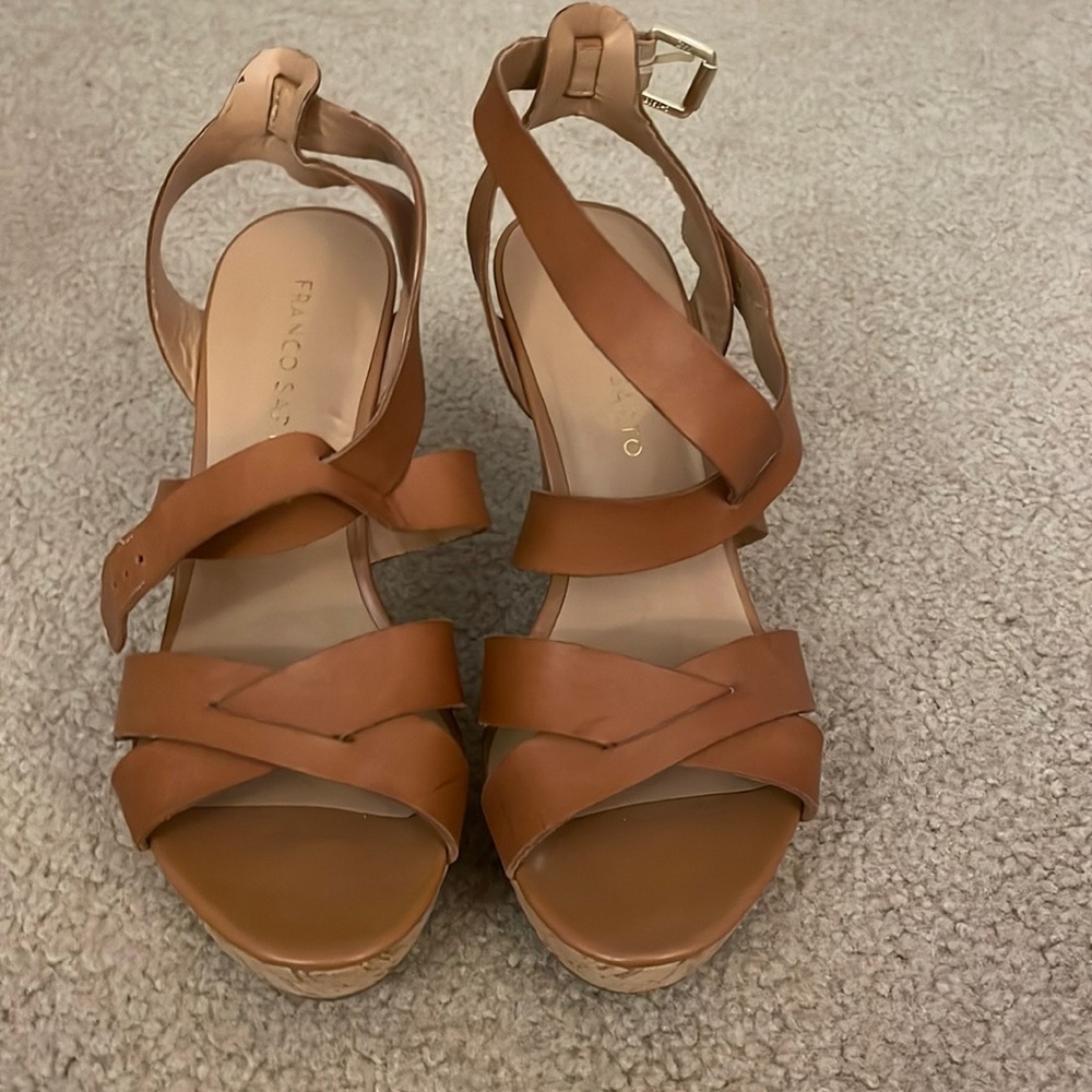 Brown strappy wedges